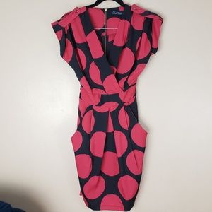 Red and Black V-Nevk Circle Cocktail Dress Size 8